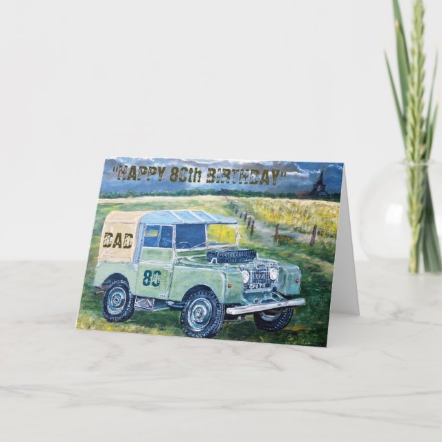 Tarjeta Feliz 80 cumpleaños a papá (Anverso)