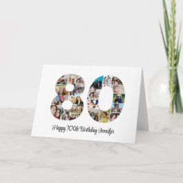 Tarjeta Feliz 80 cumpleaños número 80 Personalizado Collag