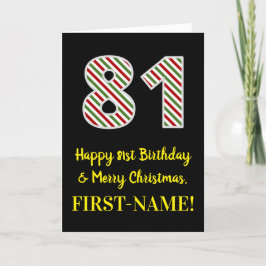 Tarjeta Feliz 81 cumpleaños y Feliz Navidad, nombre person