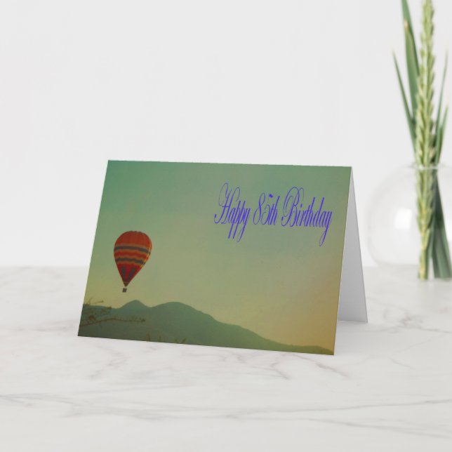 Tarjeta Feliz 85º cumpleaños Globo de aire caliente (Anverso)