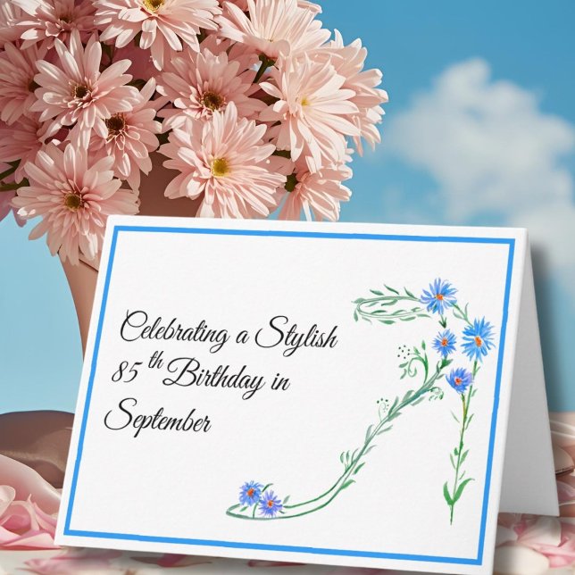 Tarjeta Feliz 85 de septiembre Flores de Aster Azul (Subido por el creador)