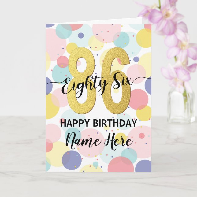 Tarjeta Feliz 86 cumpleaños Pastel Rainbow Gold Woman (Orquídea)