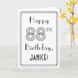Tarjeta Feliz 88º cumpleaños, estilo Art Deco con nombre p