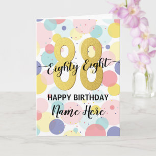 Tarjeta Feliz 88º cumpleaños Pastel Rainbow Gold Woman