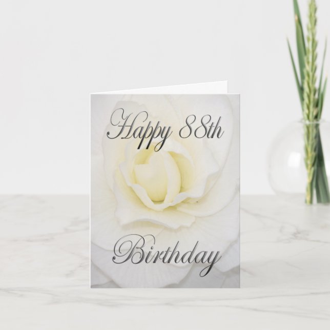 Tarjeta Feliz 88° cumpleaños flor blanca (Anverso)