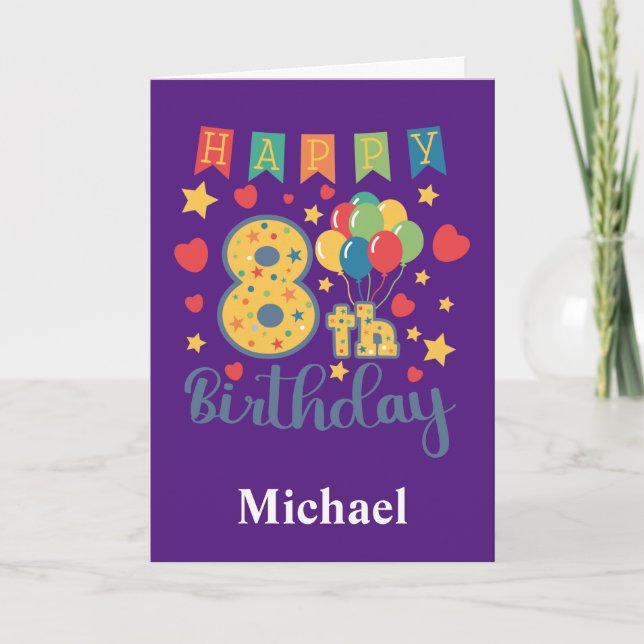 Tarjeta Feliz 8° cumpleaños (Anverso)