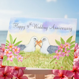 Tarjeta Feliz 9º aniversario de bodas Laysan Albatross