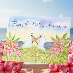 Tarjeta Feliz 9º aniversario de bodas Laysan Albatross
