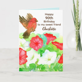 Tarjeta Felíz 90 aniversario Amigo Especial Petunias Finch