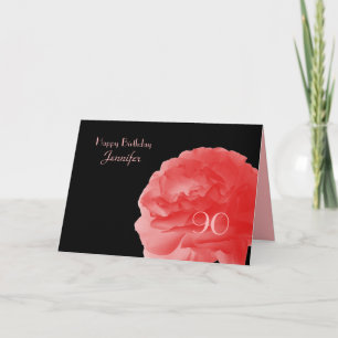 Tarjeta Feliz 90 cumpleaños Coral Rosa Saludo