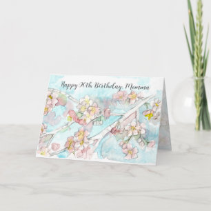 Tarjeta Feliz 90 cumpleaños mamá árbol de flores de cerezo