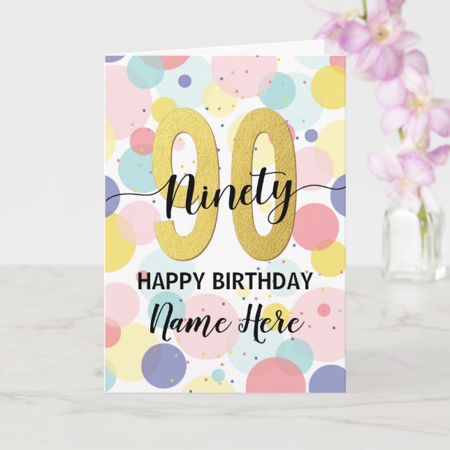 Tarjeta Feliz 90 cumpleaños Pastel Rainbow Gold Woman (Orquídea)