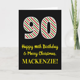 Tarjeta Feliz 90 cumpleaños y Feliz Navidad, nombre person
