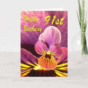 Tarjeta Feliz 91.ª Pansia de flor de cumpleaños