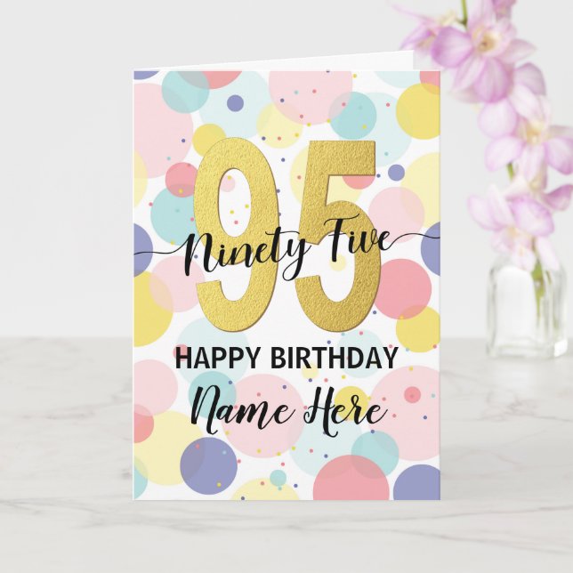 Tarjeta Feliz 95 cumpleaños Pastel Rainbow Gold Woman (Orquídea)