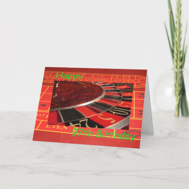 Tarjeta Feliz 97 aniversario de la rueda de la ruleta (Anverso)