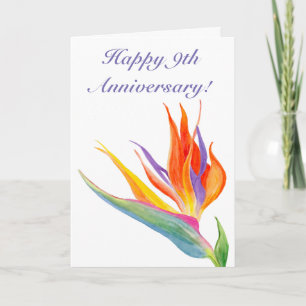 Tarjeta Feliz 9° Aniversario Pájaro de Agua del Paraíso