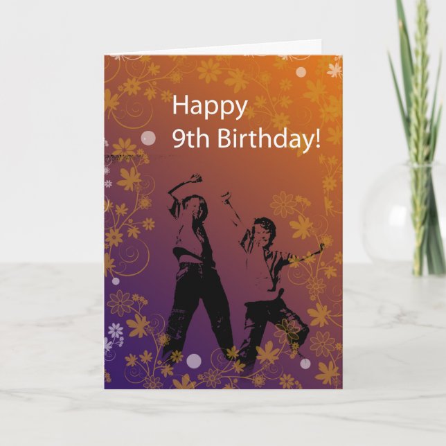 Tarjeta Feliz 9° cumpleaños al niño (Anverso)
