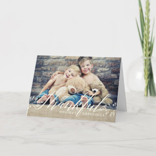 Tarjeta feliz agradecida de la arpillera de la