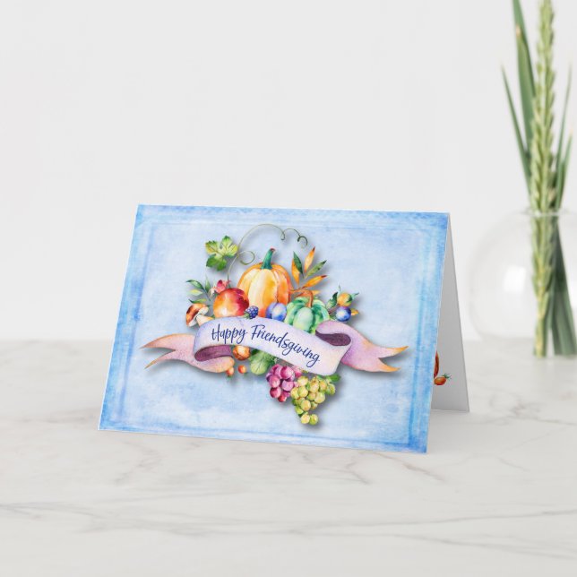 Tarjeta Feliz amistad amigo amigo Floral Calabaza Cosecha (Anverso)