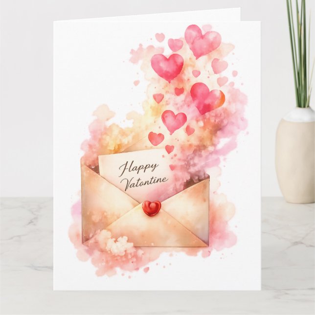 Tarjeta Feliz Amor Romántico de San Valentín (Anverso)