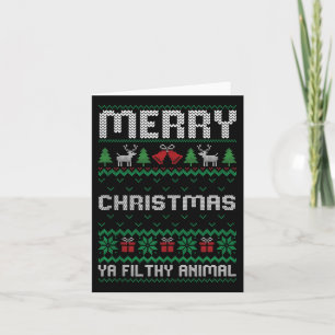 Tarjeta Feliz animal navideño ya feo familia navideña
