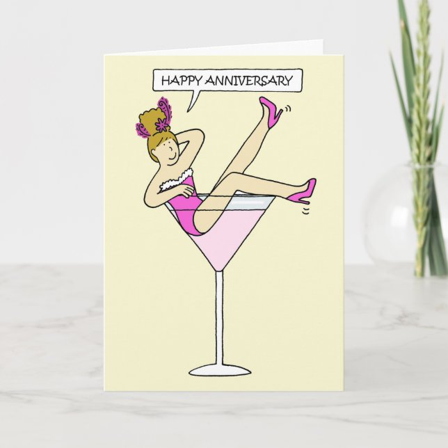 Tarjeta Feliz aniversario a la dama de un cóctel (Anverso)