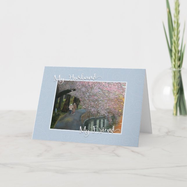 Tarjeta Feliz aniversario a mi marido, amigo (Anverso)