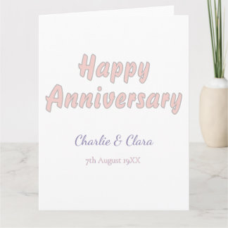 Tarjeta Feliz aniversario agregar nombre rosa gris pastel 