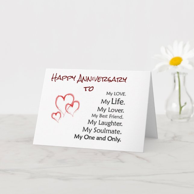 TARJETA FELIZ **ANIVERSARIO** AL AMOR DE MI VIDA (Planta pequeña)