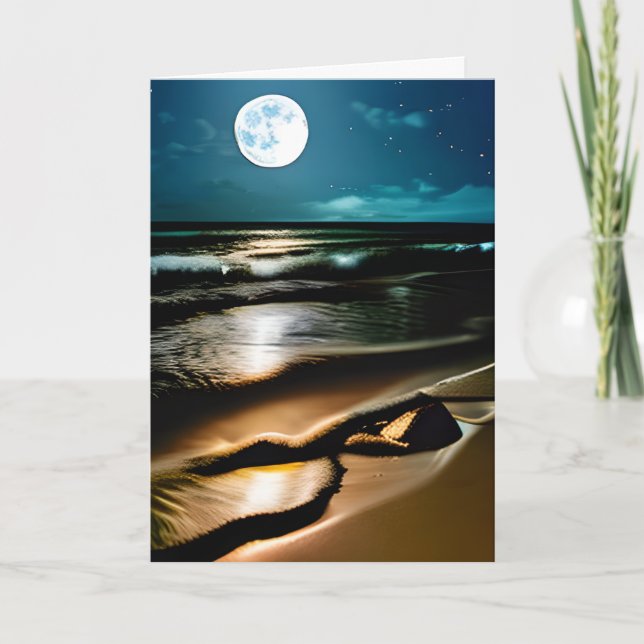 Tarjeta Feliz aniversario, amor, hermoso océano (Anverso)