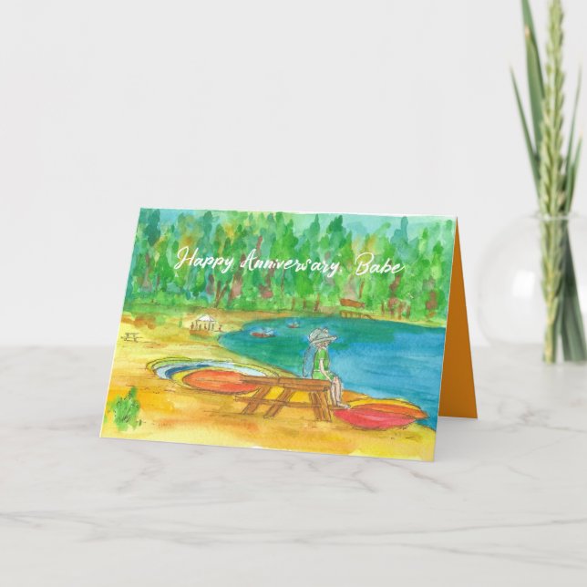 Tarjeta Feliz aniversario Babe Lake Tahoe Beach Kayaks (Anverso)