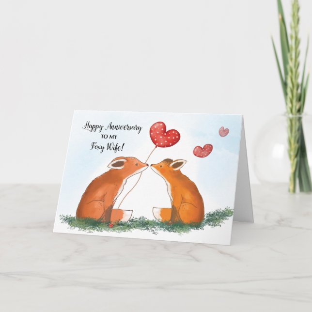 Tarjeta Feliz aniversario Boda a una esposa zorra (Anverso)