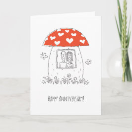 Tarjeta Feliz aniversario Boda Corazón Pareja Mushroom