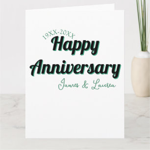 Tarjeta Feliz aniversario boda nombre fecha año verde bla