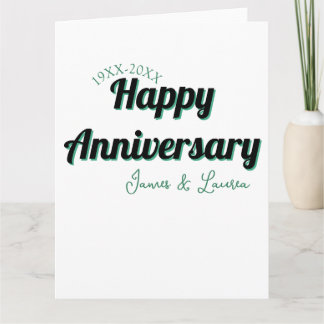 Tarjeta Feliz aniversario boda nombre fecha año verde bla