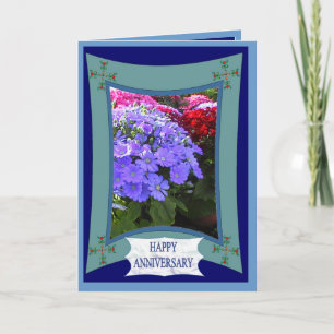 Tarjeta Feliz aniversario, brillante morado