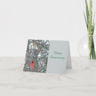 TARJETA FELIZ ANIVERSARIO/CARDINAL MASCULINO Y FEMENINO EN
