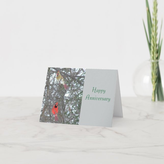 TARJETA FELIZ ANIVERSARIO/CARDINAL MASCULINO Y FEMENINO EN (Anverso)
