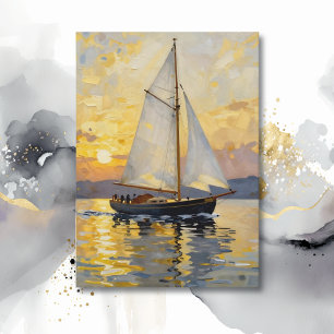 Tarjeta Feliz aniversario con tema de barco de vela