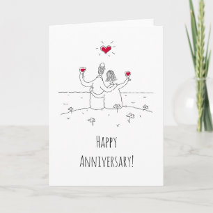 Tarjeta Feliz aniversario de Boda: Pareja casada con el co