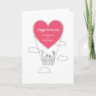 Tarjeta Feliz aniversario de bodas Corazón Rojo Pareja cas