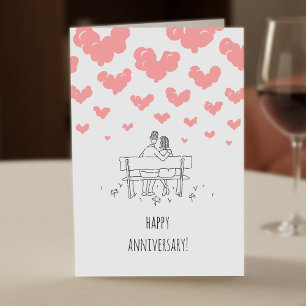 Tarjeta Feliz aniversario de bodas pareja casada corazones