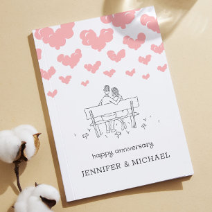 Tarjeta Feliz aniversario de bodas pareja casada corazones