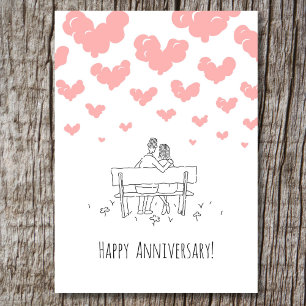 Tarjeta Feliz aniversario de bodas pareja casada corazones