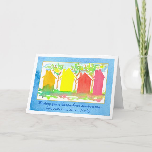 Tarjeta Feliz aniversario de casa de los realtores (Anverso)