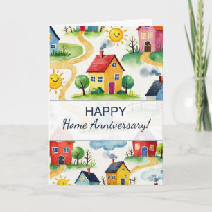Tarjeta Feliz aniversario de casa, lindo patrón de vecinda