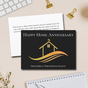 Tarjeta Feliz Aniversario de Hogar Chic Negro Inmuebles
