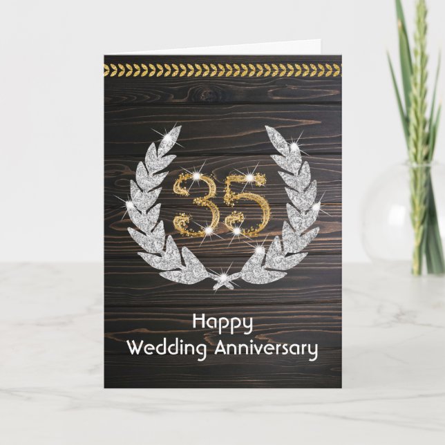 Tarjeta Feliz aniversario de la esmeralda 35° Boda (Anverso)
