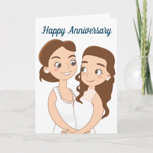 Tarjeta Feliz Aniversario de la Pareja Lesbiana (Anverso)